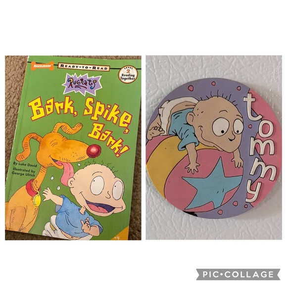 Vintage 90s Nickelodeon Rugrats Bark Spike Bark Kids Book + Tommy Magnet Set 2pc - Picture 1 of 9